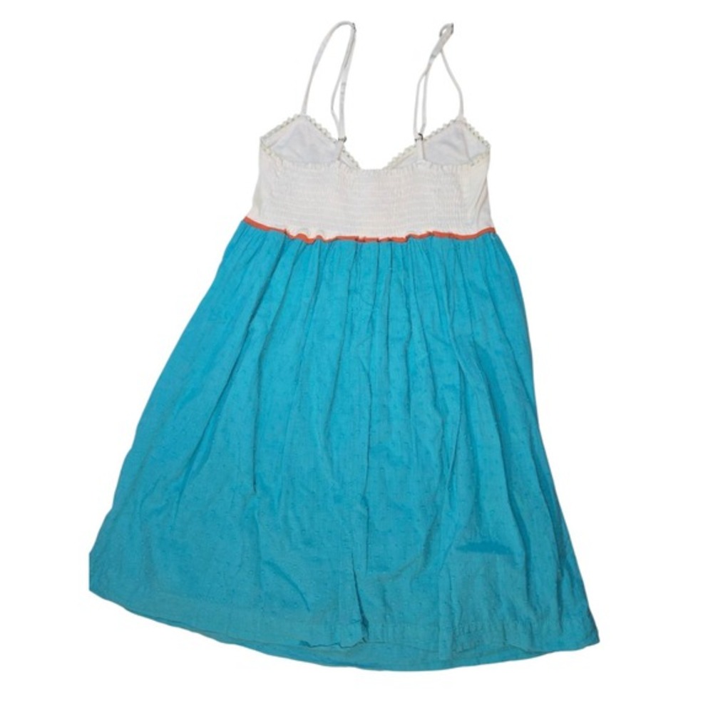 Scrapbook Originals Womens Swiss Dot Floral Sun Dress Turquoise Blue Medium - Picture 6 of 7
